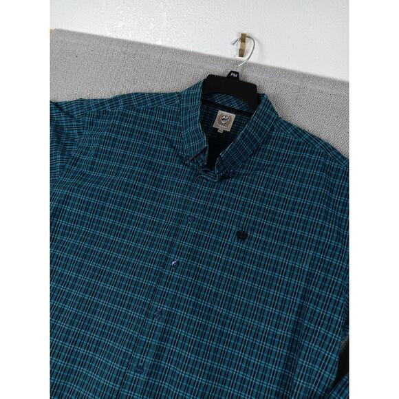 Cinch Western Shirt Mens XXL Turquoise & Navy Plaid Button Down Cowboy Logo - Picture 5 of 10